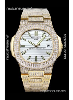 Patek Philippe Super Clone Nautilus 5711/G Diamonds Paved Edition White Dial