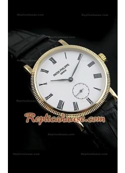 Patek Philippe Calatrava Japanese Replica Watch in Gold Dial