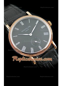 Patek Philippe Calatrava Japanese Replica Watch in Rose Gold
