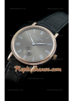 Patek Philippe Calatrava Japanese Replica Watch in Rose Gold