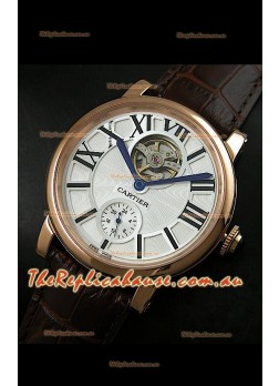 Ballon De Cartier Flying Tourbillon Japanese Replica Watch - Pink Gold Case