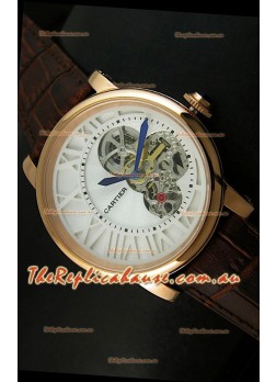 Rotonde De Cartier Cadran Love Japanese Replica Watch - Yellow Gold Case