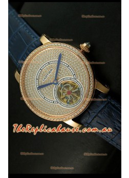 Ronde De Cartier Tourbillon Replica Watch Pink Gold Case - Purple Strap