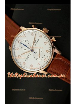 IWC Portuguese Chronograph Swiss Replica Watch in Pink Gold - 1:1 Mirror Replica Edition