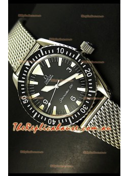 Omega Seamaster 300 Black Dial Swiss Watch with Mesh Strap