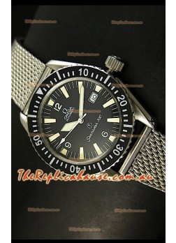 Omega Seamaster 300 R-Navy Black Dial Swiss Watch with Mesh Strap