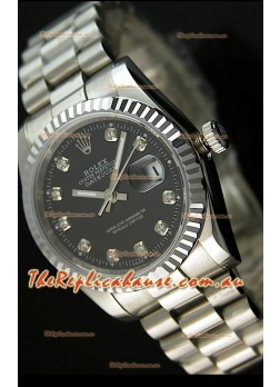Rolex Replica Datejust Mens Swiss Watch in Black Dial - 41MM