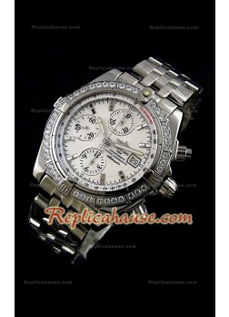 Breitling Chronomat Evolution Swiss Replica Watch with Diamonds Bezel