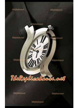 Delices De Cartier Ladies Replica Watch in Black Leather