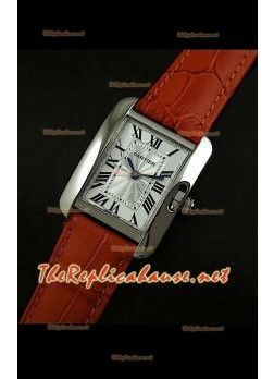 Cartier Tank Francaise Ladies Watch Light Brown Strap Steel Case