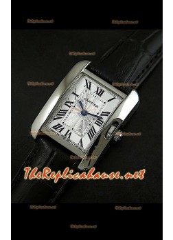 Cartier Tank Francaise Ladies Watch Black Strap Steel Case