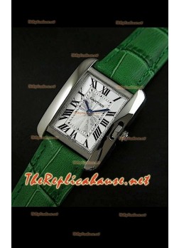 Cartier Tank Francaise Ladies Watch Green Strap Steel Case