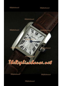 Cartier Tank Francaise Ladies Watch Brown Strap Steel Case