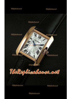 Cartier Tank Francaise Ladies Watch Black Strap Gold Case