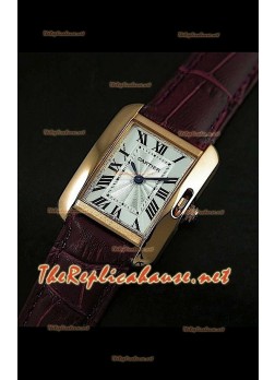 Cartier Tank Francaise Ladies Watch Deep Red Strap Gold Case