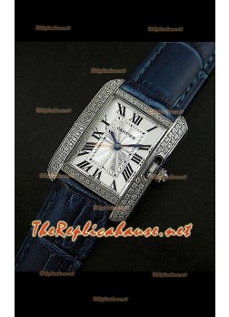 Cartier Tank Francaise Ladies Watch Diamonds Bezel Steel Case