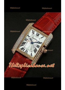 Cartier Tank Francaise Ladies Watch Diamonds Bezel Gold Case