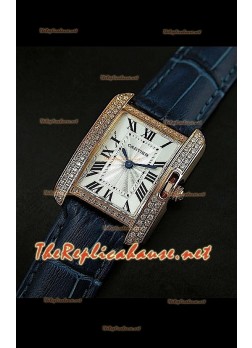 Cartier Tank Francaise Ladies Watch Diamonds Bezel Gold Case