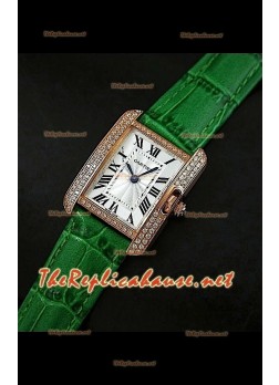 Cartier Tank Francaise Ladies Watch Diamonds Bezel Gold Case