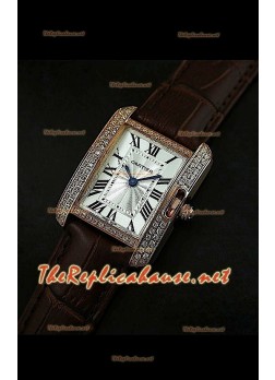 Cartier Tank Francaise Ladies Watch Diamonds Bezel Gold Case