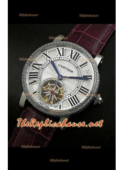 Cartier Calibre Japanese Tourbillon Purple Strap Watch