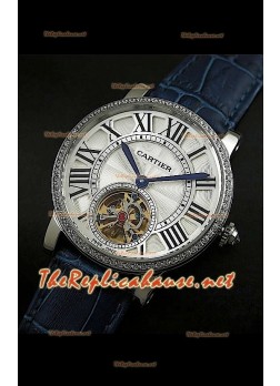 Cartier Calibre Japanese Tourbillon Blue Strap Watch