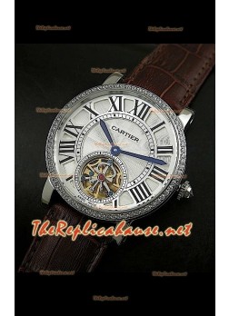 Cartier Calibre Japanese Tourbillon Brown Strap Watch