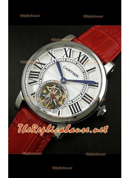 Cartier Calibre Japanese Tourbillon Red Strap Watch