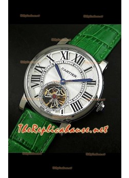 Cartier Calibre Japanese Tourbillon Green Strap Watch