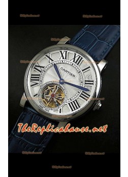Cartier Calibre Japanese Tourbillon Blue Strap Watch
