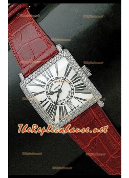 Franck Muller Master Square Watch with Light Brown Strap White Dial