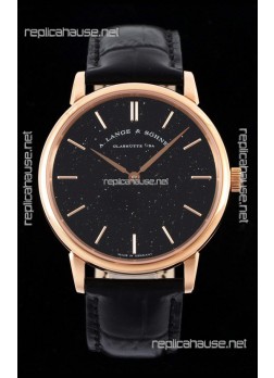 A.Lange & Sohne Saxonia Thin Swiss Replica Watch Rose Gold Case Black Dial