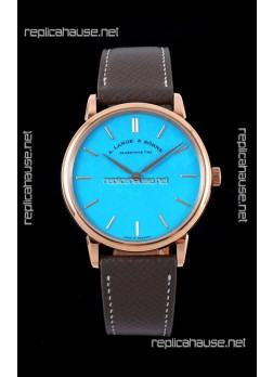 A.Lange & Sohne Saxonia Thin Swiss Replica Watch Rose Gold Case Tiffany Blue Dial