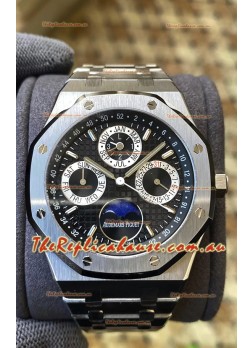 Audemars Piguet Royal Oak Perpetual Calendar Swiss Replica 904L Steel in Black Dial 