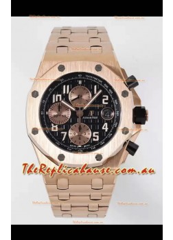 Audemars Piguet Royal Oak Offshore Black Dial Chronograph 1:1 Mirror Replica Watch - Rose Gold 