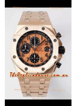 Audemars Piguet Royal Oak Offshore Champange Dial Chronograph 1:1 Mirror Replica Watch - Rose Gold 