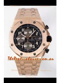 Audemars Piguet Royal Oak Offshore Black Dial Chronograph 1:1 Mirror Replica Watch - Rose Gold 