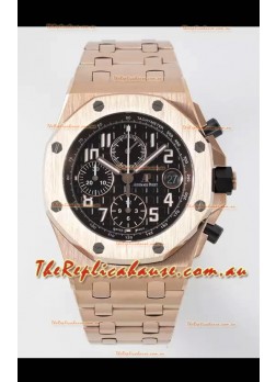 Audemars Piguet Royal Oak Offshore Black Dial Chronograph 1:1 Mirror Replica Watch - Rose Gold 