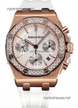 Audemars Piguet Royal Oak Offshore Rose Gold White Dial Chronograph 37MM - Swiss Replica Watch 