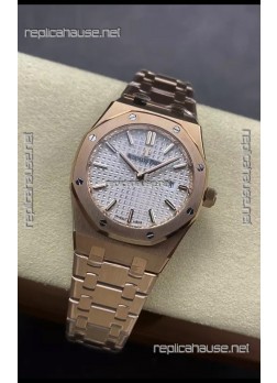 Audemars Piguet Royal Oak 33MM 904L Rose Gold White Dial 1:1 Mirror Replica Watch
