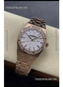 Audemars Piguet Royal Oak 33MM 904L Rose Gold White Dial 1:1 Mirror Replica Watch