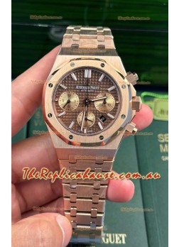 Audemars Piguet Royal Oak Chronograph 1:1 Mirror Replica - Rose Gold Casing Brown Dial in 41MM