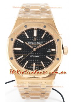 Audemars Piguet Royal Oak 15400 41MM Rose Gold Black Dial Super Clone Replica Watch 