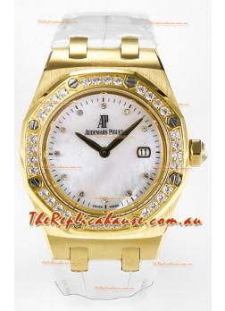 Audemars Piguet Royal Oak 33MM Rose Gold Quartz Rose Gold Pearl Dial Swiss Replica Watch