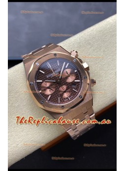 Audemars Piguet Royal Oak Super Clone - Rose Gold Casing Brown Dial in 41MM