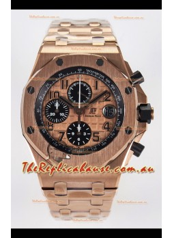 Audemars Piguet Royal Oak Offshore Rose Gold BRICK Dial 1:1 Super Clone Replica Watch - 904L Steel