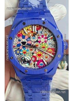 Audemars Piguet Super Clone Royal Oak Blue Ceramic Watch in Sun-Flower Dial 