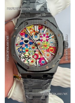 Audemars Piguet Super Clone Royal Oak Black Ceramic Watch in Sun-Flower Dial 
