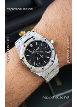 Audemars Piguet Super Clone 15454BC Royal Oak Frosted 37MM Watch in Black Dial