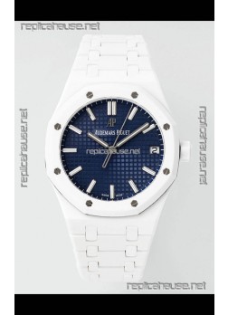 Audemars Piguet Royal Oak 15500 White Ceramic Super Clone Blue Dial Watch 